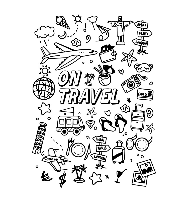 Travel doodle t shirt